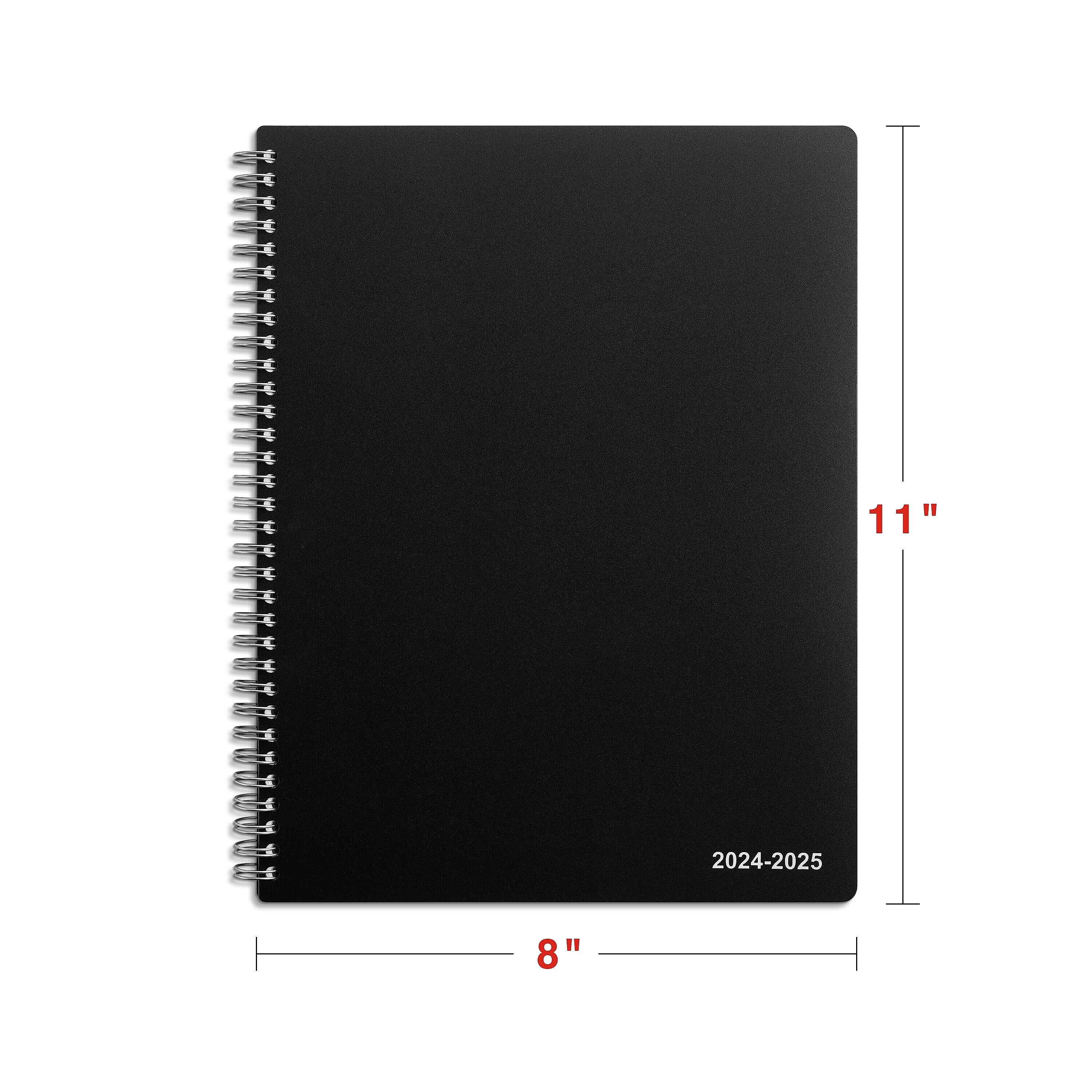 2024-2025 Staples 8" x 11" Academic Weekly & Monthly Appointment Book, Plastic Cover, Black