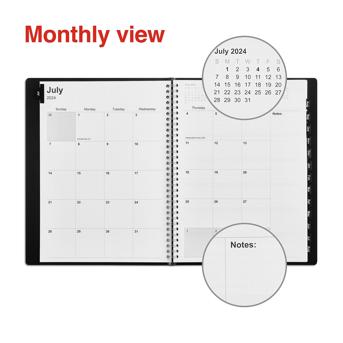 2024-2025 Staples 8" x 11" Academic Weekly & Monthly Planner, Faux Leather Cover, Black