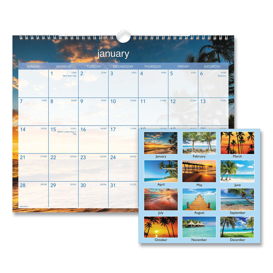 2024 AT-A-GLANCE 15 x 12 Tropical Escape Wall Calendar, Pale Blue/Multi Sheets