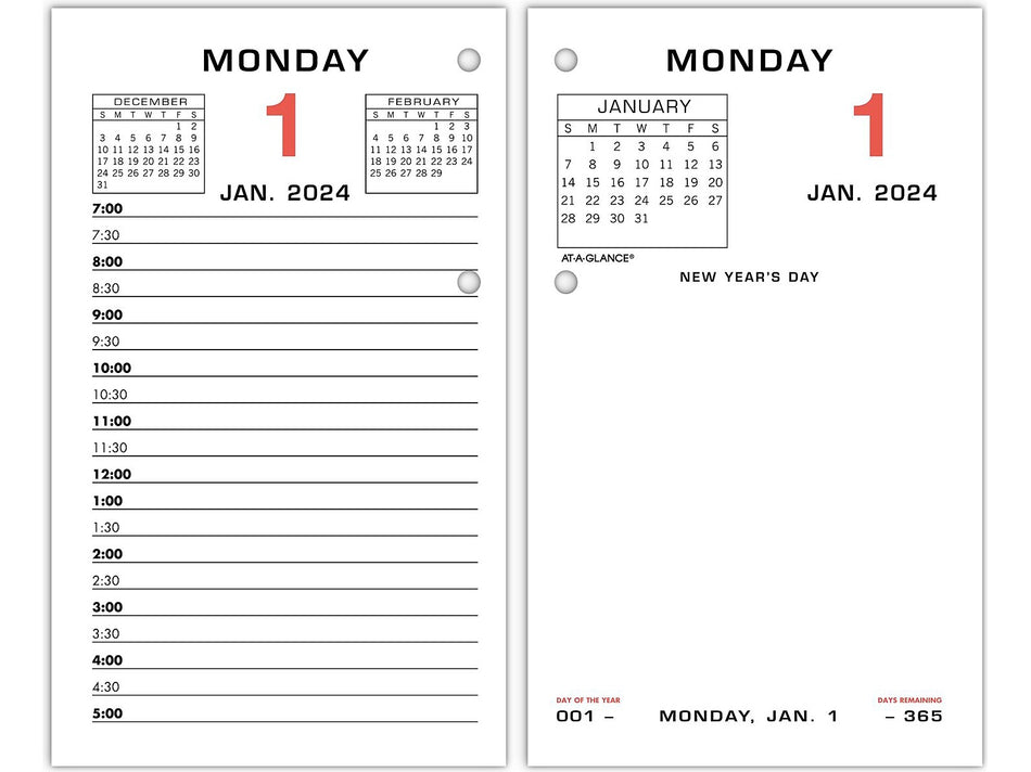 2024 AT-A-GLANCE 6" x 3.5" Daily Desk Calendar Refill, Multicolor
