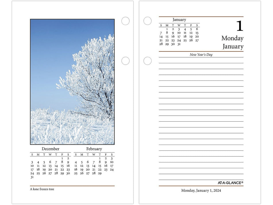 2024 AT-A-GLANCE 6" x 3.5" Photographic Loose-Leaf Desk Calendar Refill, Multicolor