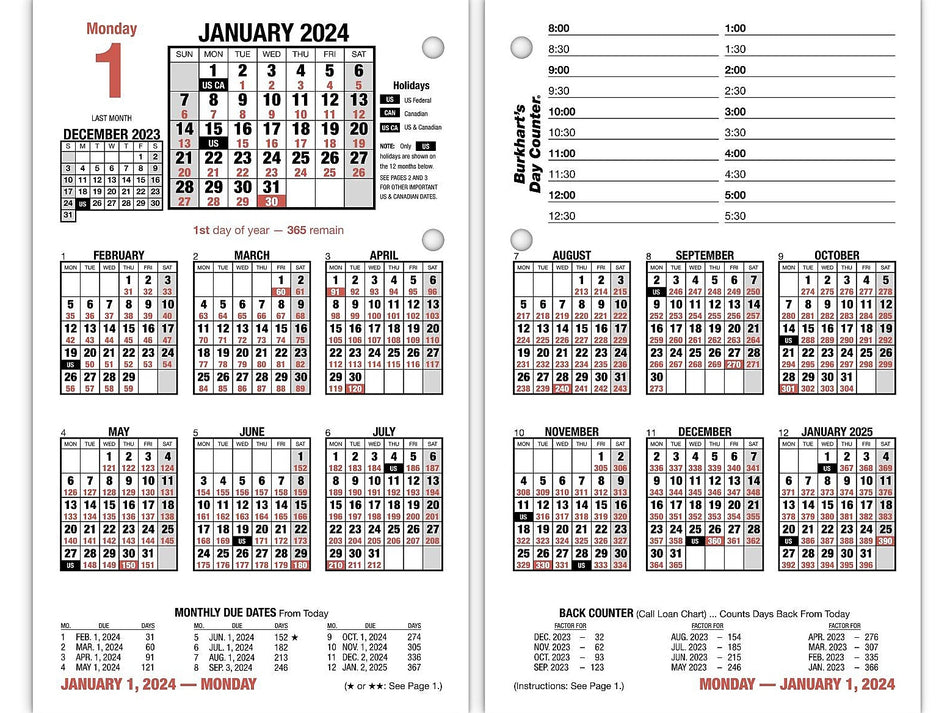 2024 AT-A-GLANCE Burkhart's Day Counter 7.5" x 4.5" Daily Desk Calendar Refill, Multicolor