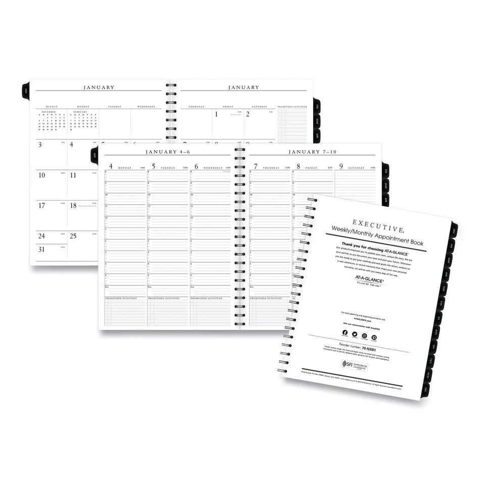 2024 AT-A-GLANCE Executive 11" x 8.25" Weekly/Monthly Planner Refill with 15-Minute Appt