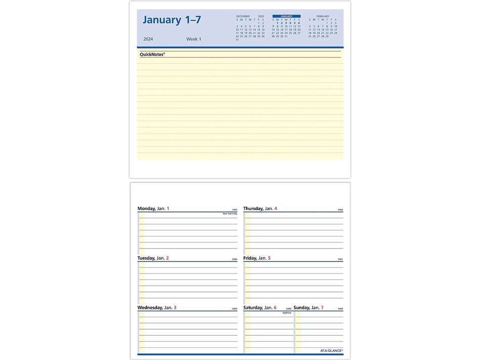 2024 AT-A-GLANCE QuickNotes Flip-A-Week 5.5" x 7" Weekly Calendar Refill, Multicolor