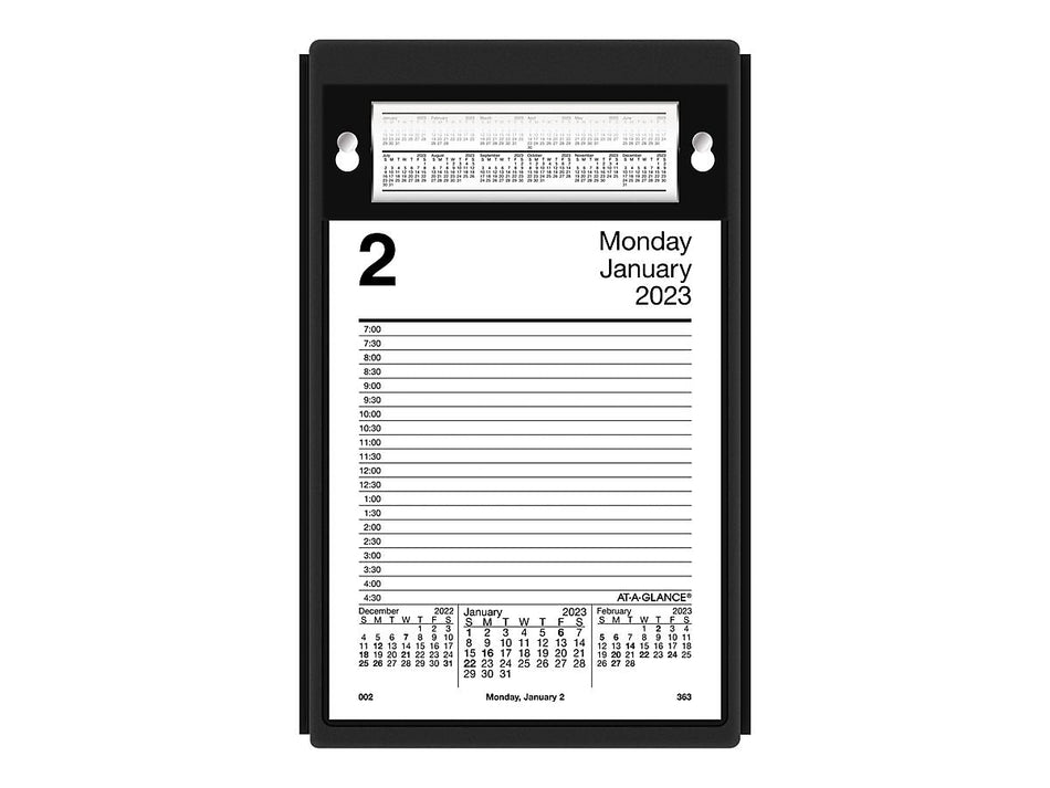 2024 AT-A-GLANCE Style 8" x 5" Daily Desk Pad Calendar Refill, White/Black