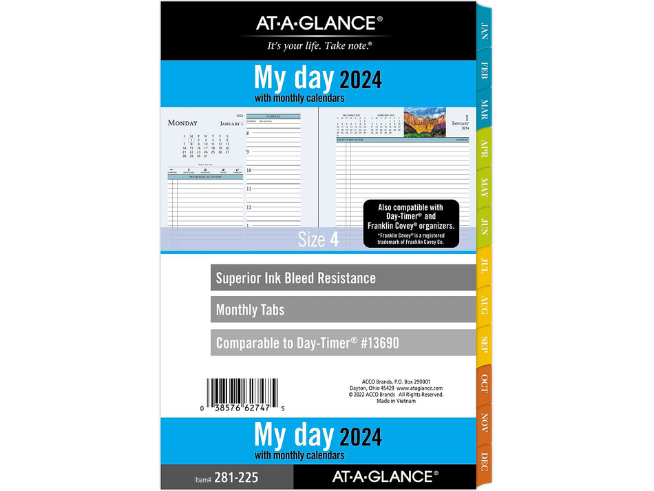 2024 AT-A-GLANCE Zenscapes 8.5" x 5.5" Daily & Monthly Refill Pages, Multicolor