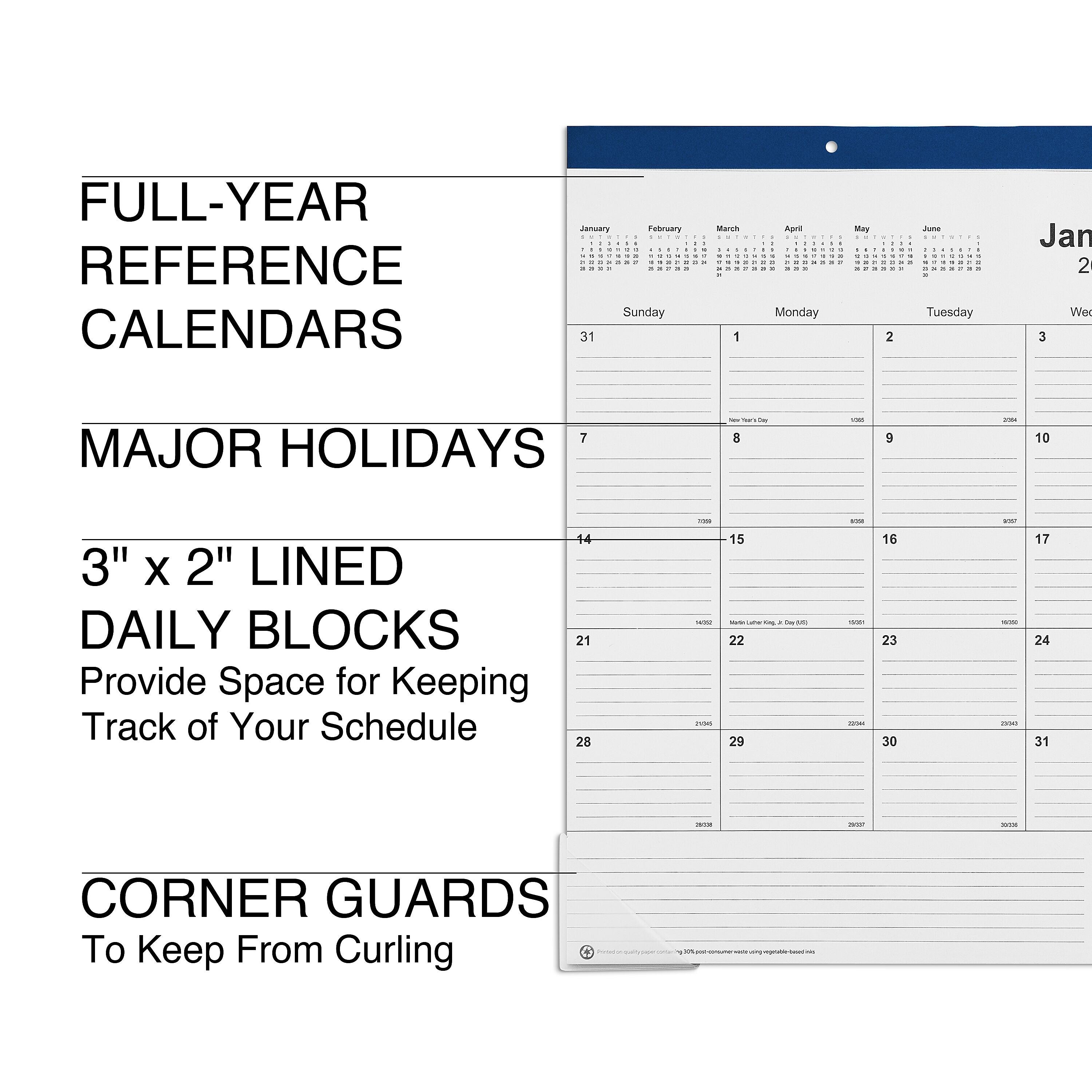 2024 Staples 22" x 17" Desk Pad Calendar, Navy