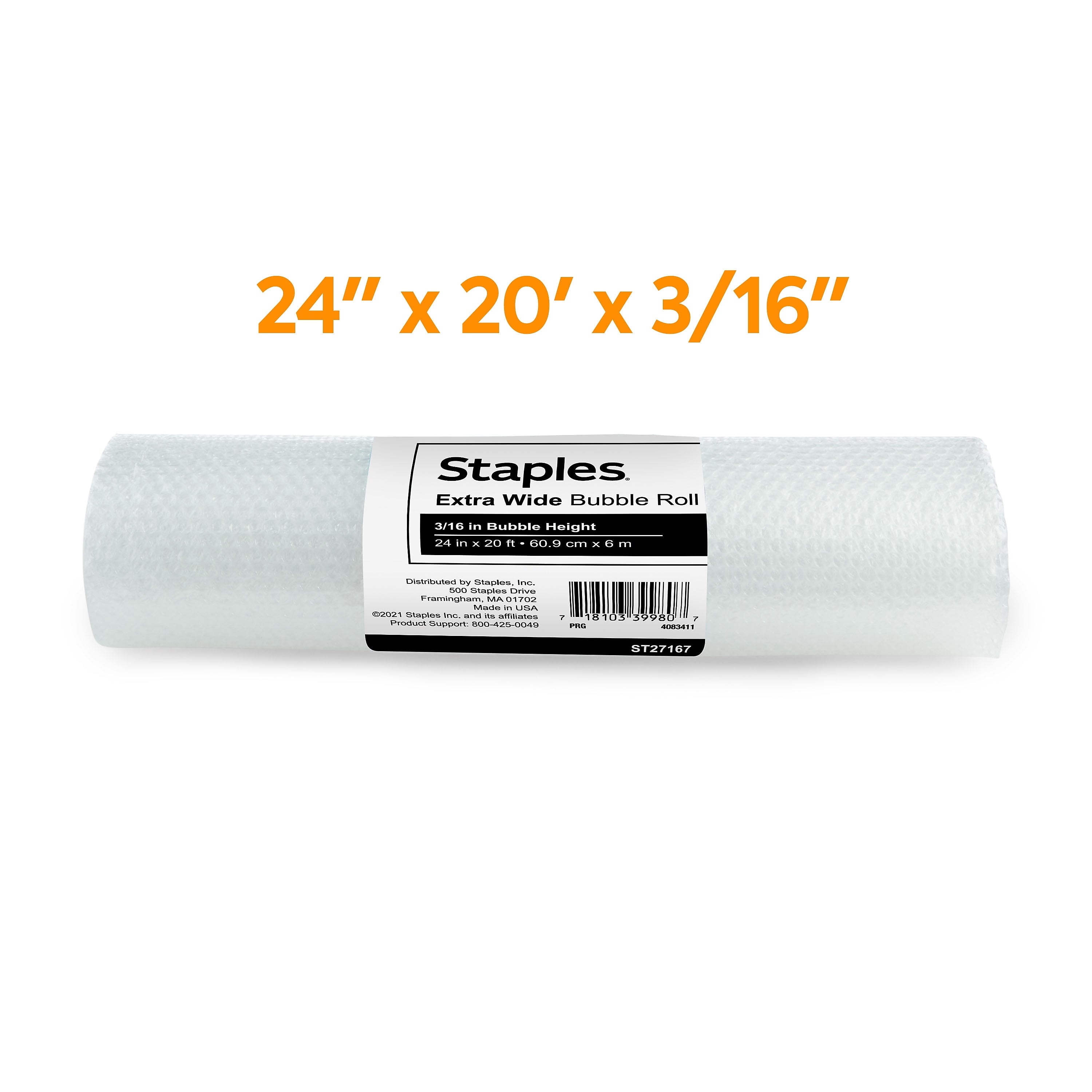 3/16" UPS Approved Bubble Roll, 24" x 20'