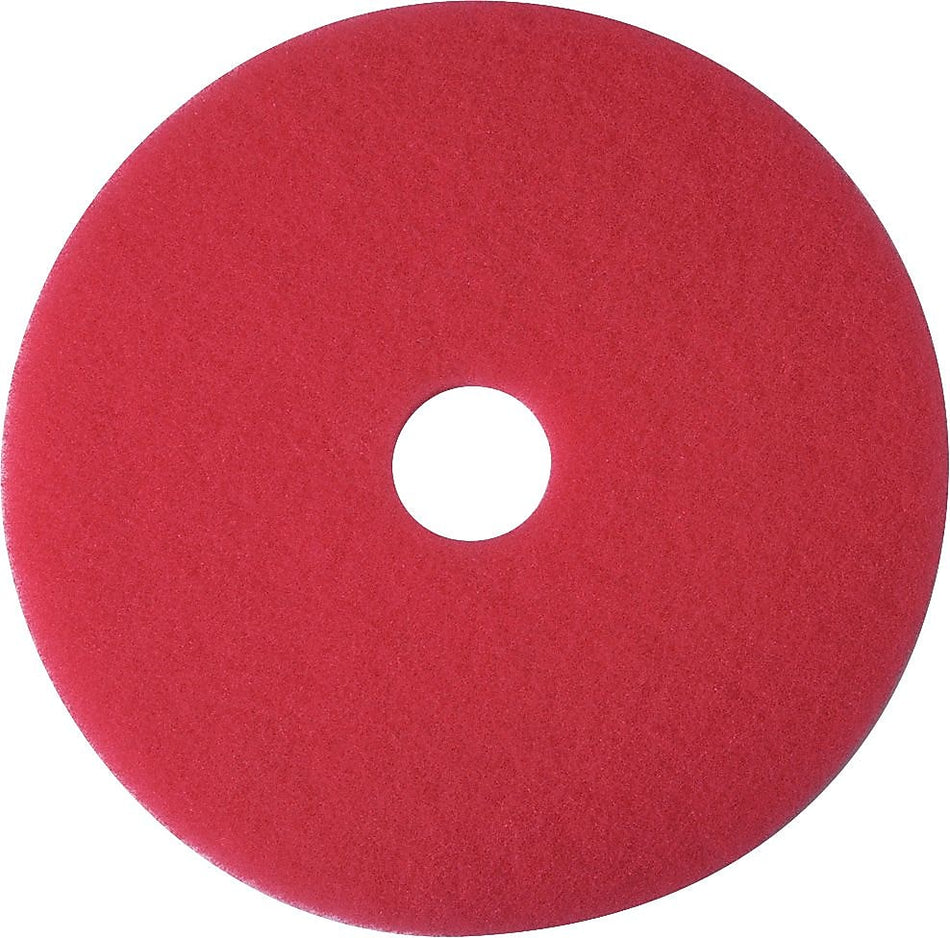 3M 17" Buffing Floor Pad, Red, 5/Carton