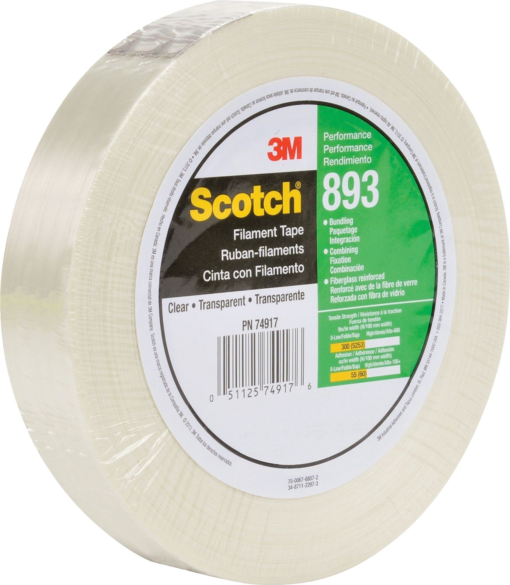 3M 893 6.0 Mil Strapping Tape, 1