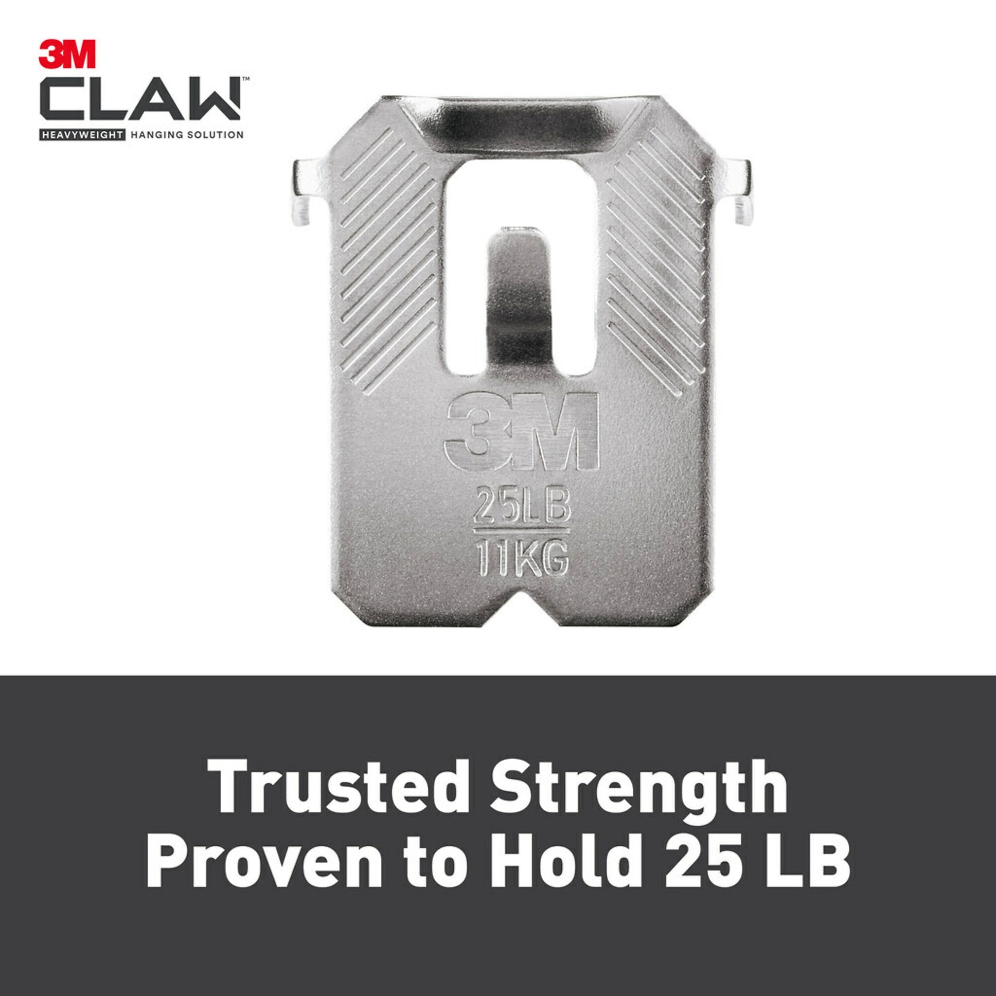 3M CLAW Drywall Hanger, 25 lbs., Silver, 4/Pack