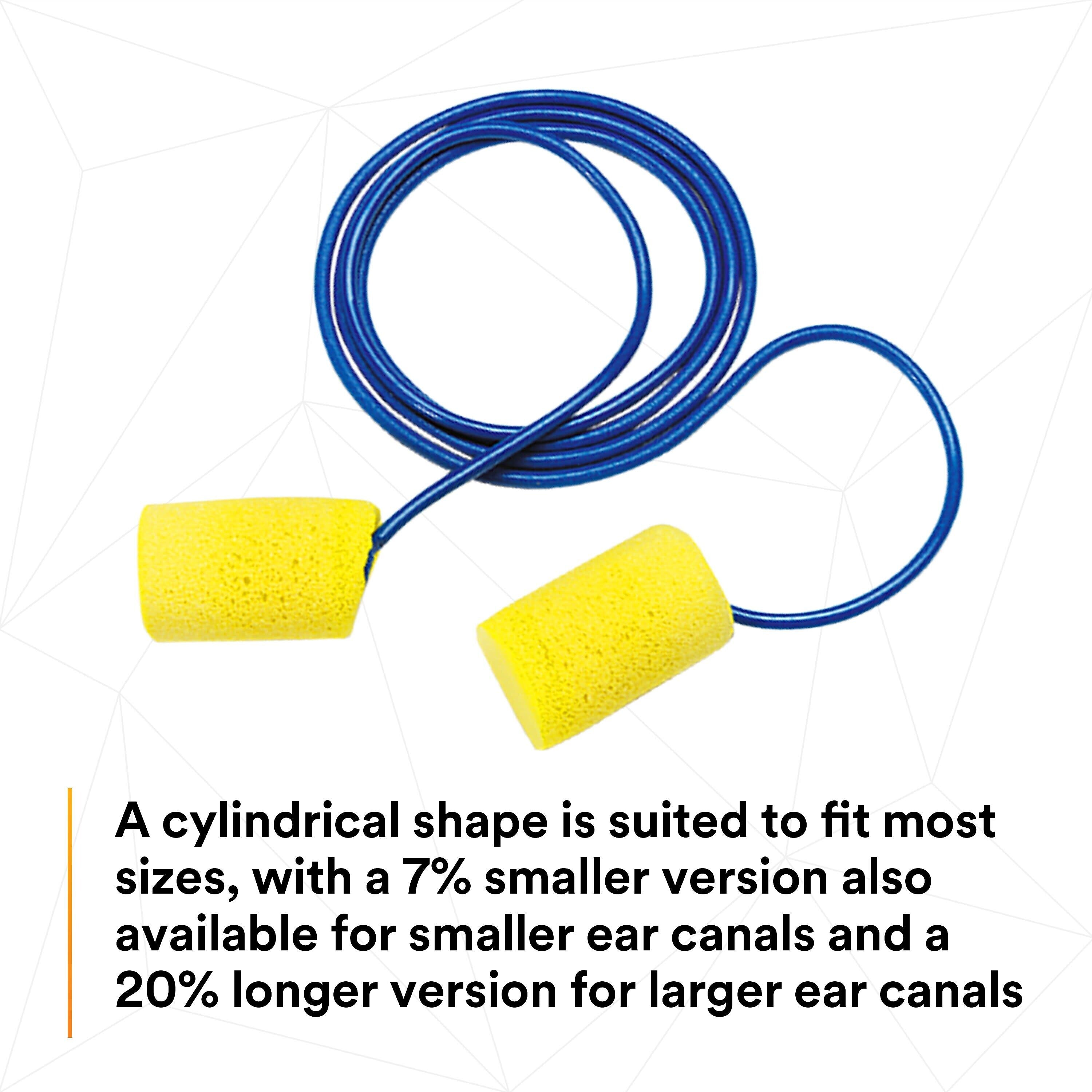 3M E-A-R Classic Earplugs, Corded, Poly Bag, 200 Pairs/Case
