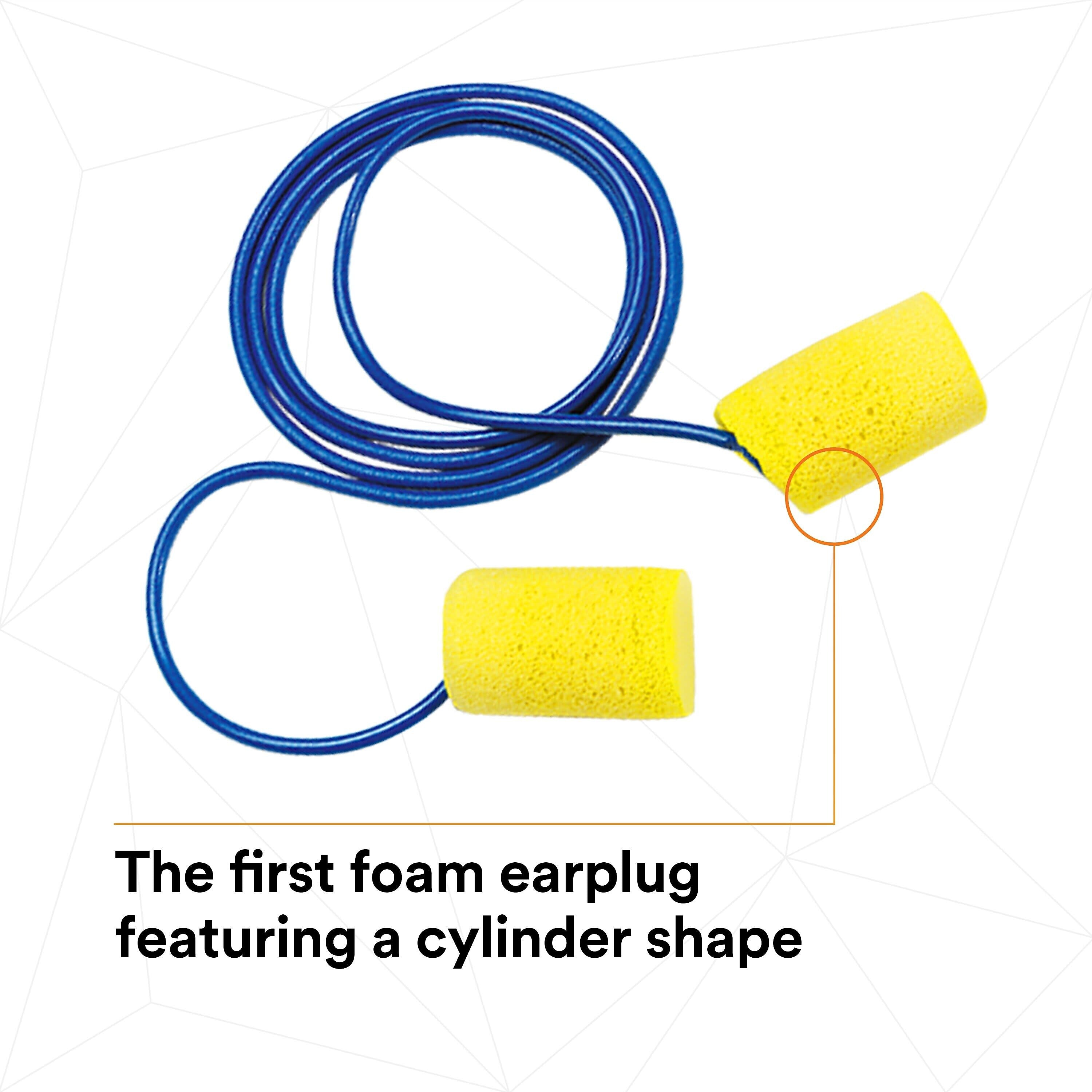 3M E-A-R Classic Earplugs, Corded, Poly Bag, 200 Pairs/Case