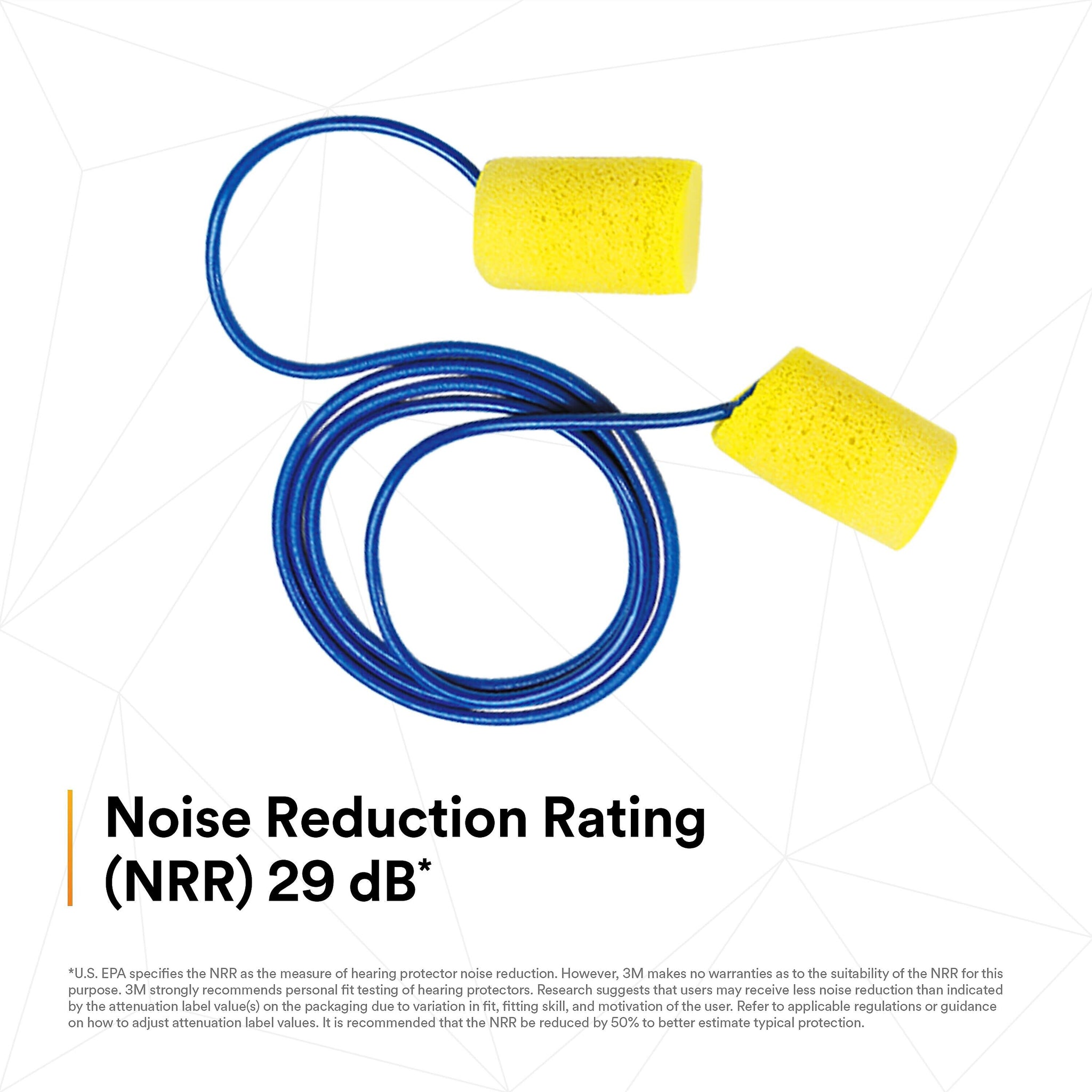 3M E-A-R Classic Earplugs, Corded, Poly Bag, 200 Pairs/Case