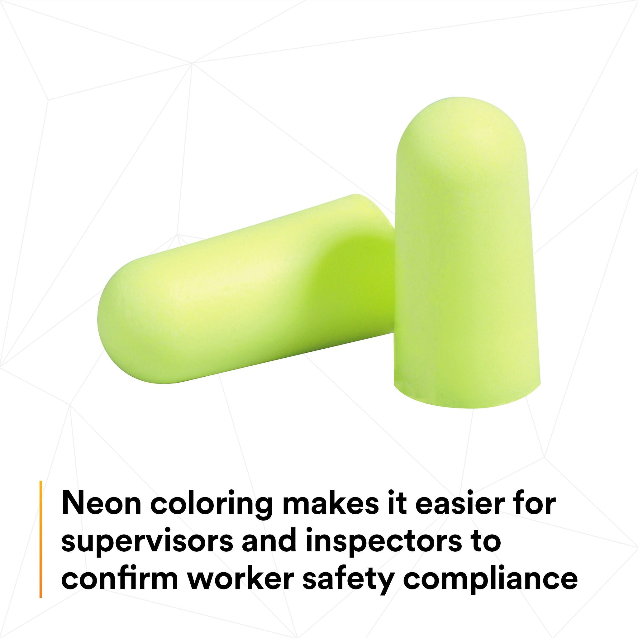 3M E-A-Rsoft Yellow Neons Earplugs 312-1250, Uncorded, Poly Bag, 200 Pairs/Case