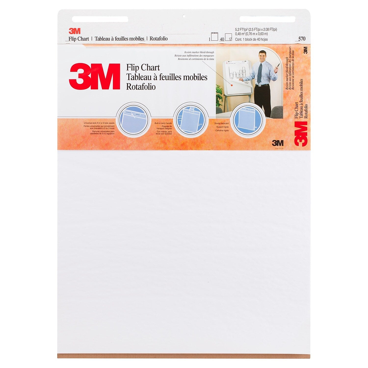 3M Flip Chart Easel Pad, 25" x 30", 40 Sheets/Pad, 2 Pads/Carton