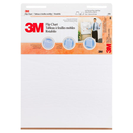 3M Flip Chart Easel Pad, 25" x 30", 40 Sheets/Pad, 2 Pads/Carton