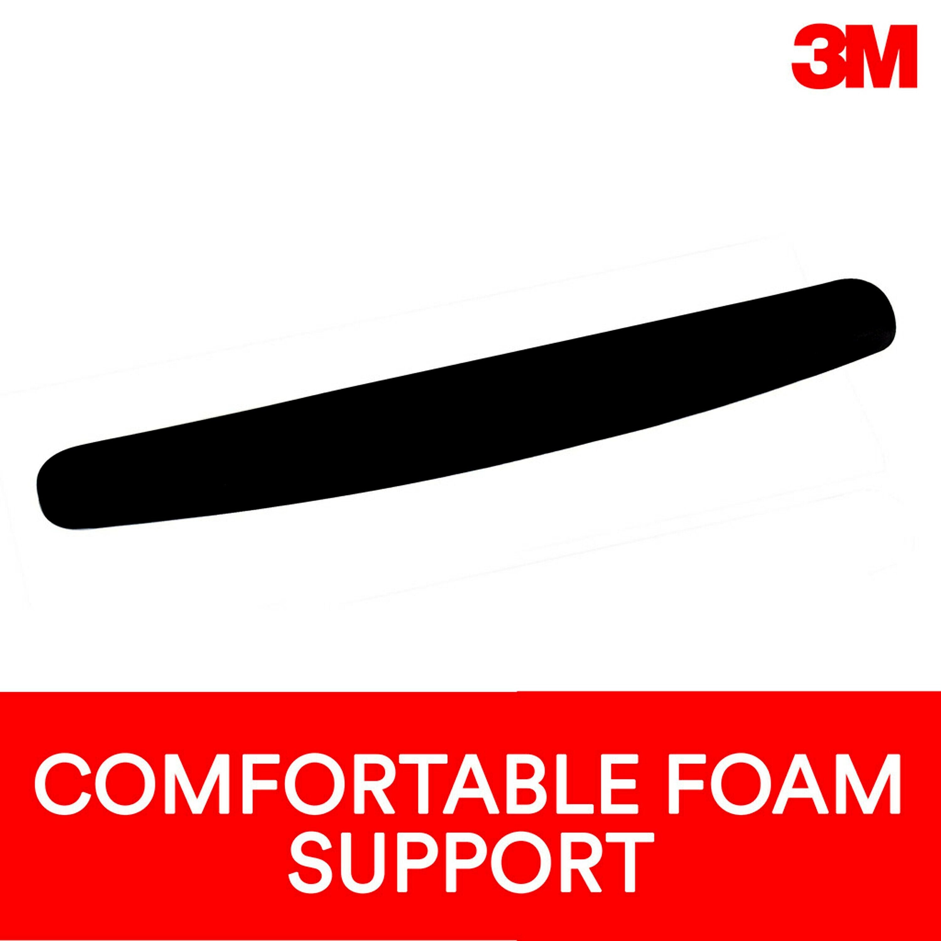 3M™ Foam Wrist Rest for Keyboards, Black, Durable Fabric Cover, Anti-microbial Product Protection