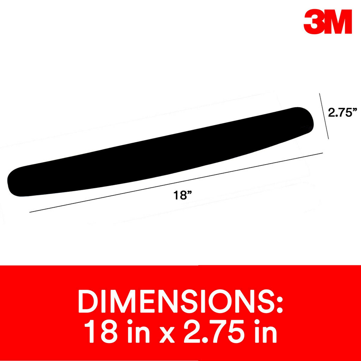 3M™ Foam Wrist Rest for Keyboards, Black, Durable Fabric Cover, Anti-microbial Product Protection