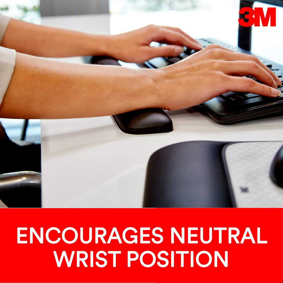 3M Gel Wrist Rest for Keyboards, Black, Soothing Gel Technology for Comfort and Support