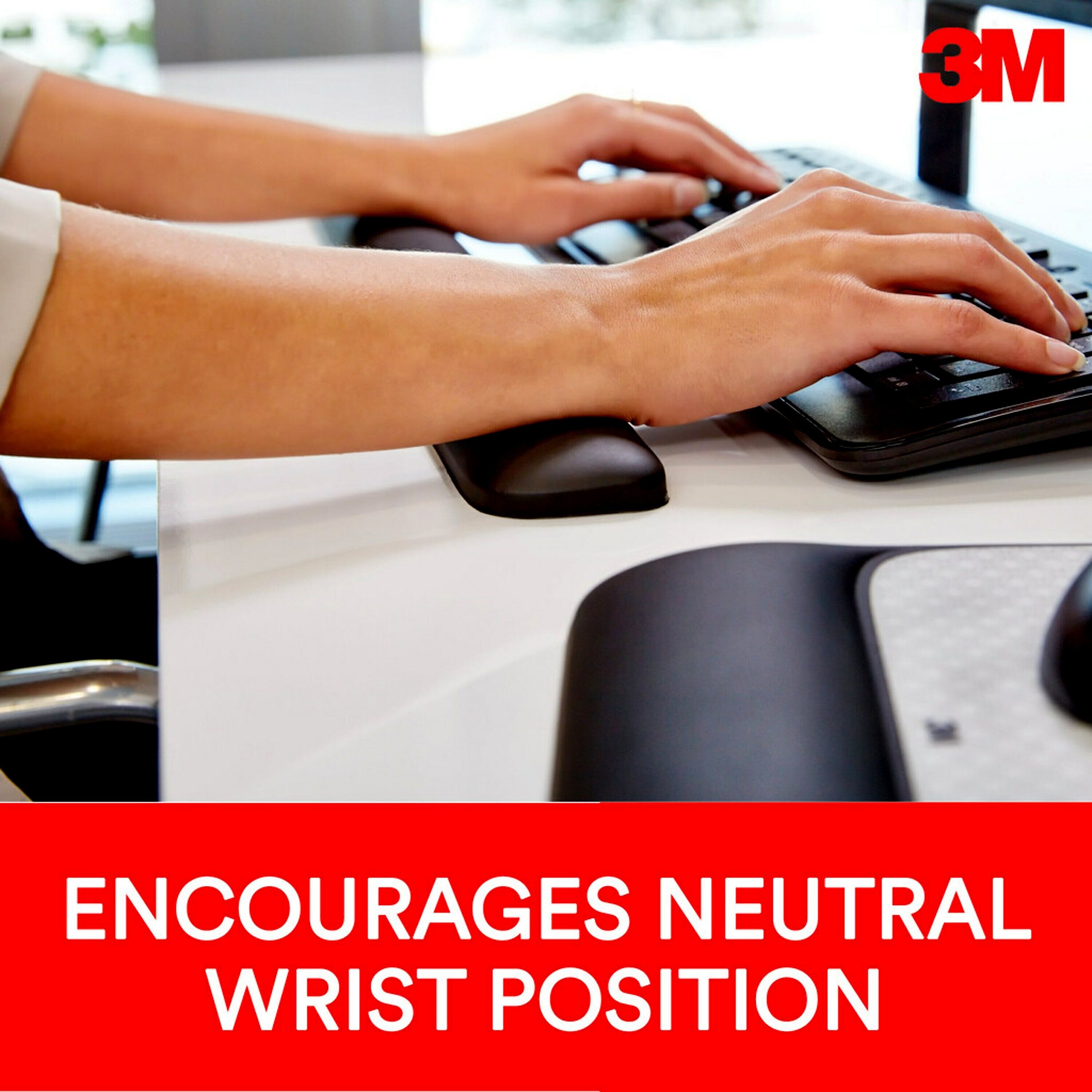 3M Gel Wrist Rest for Keyboards, Black, Soothing Gel Technology for Comfort and Support