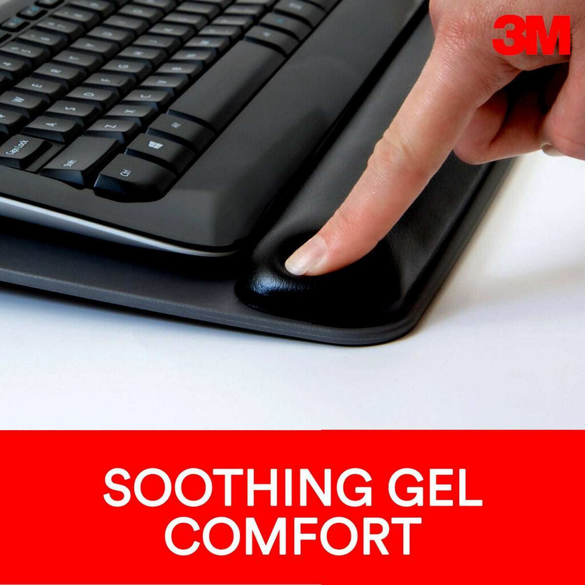 3M Gel Wrist Rest with Platform for Keyboard, Non-Skid Base, Gray