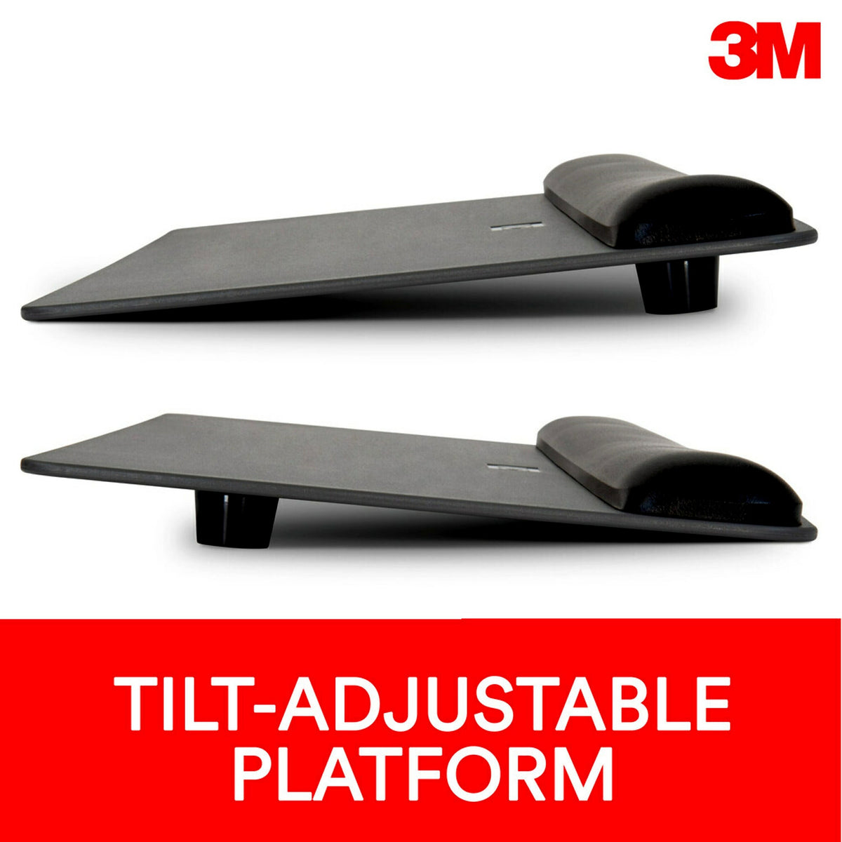 3M Gel Wrist Rest with Platform for Keyboard, Non-Skid Base, Gray