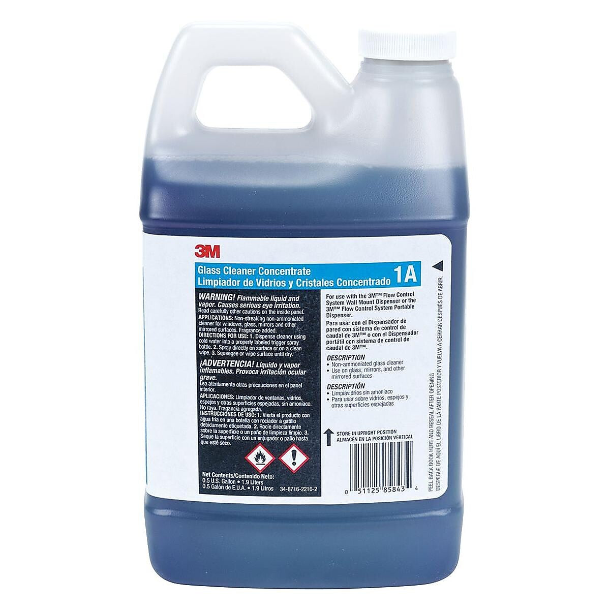 3M™ Glass Cleaner 1A, Concentrate, 0.5 Gallon, 4/Carton