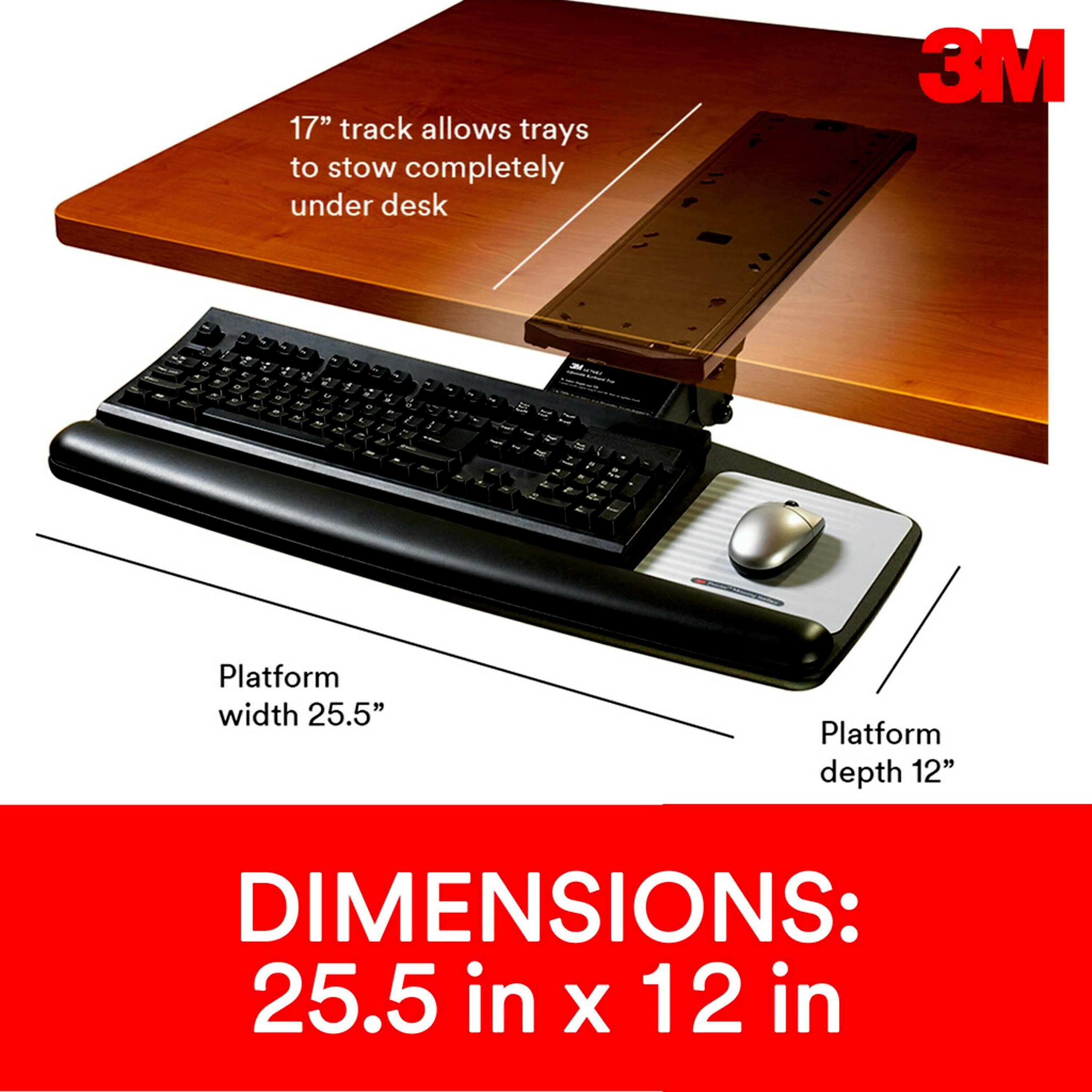 3M Knob Adjust Keyboard Tray, 25.5