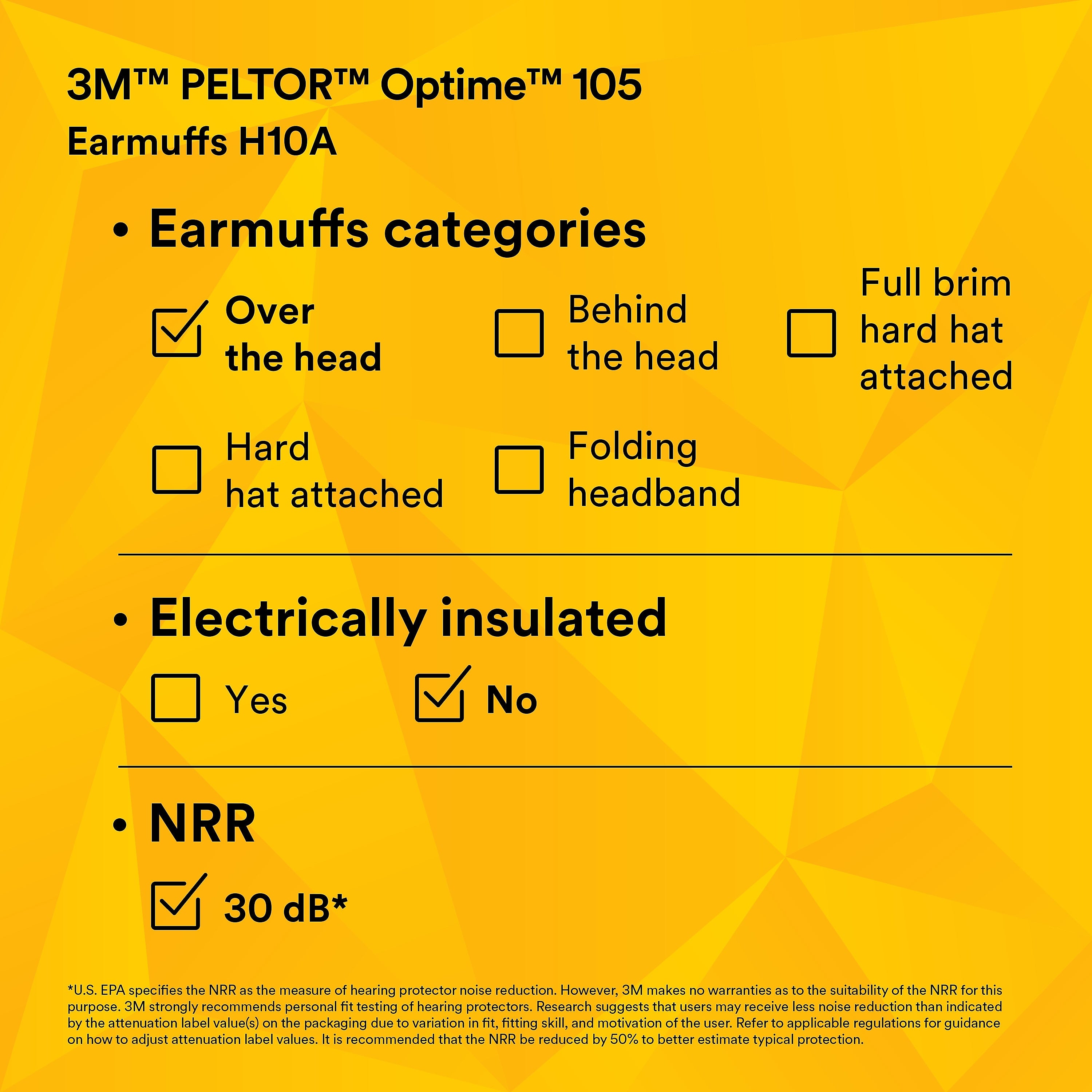 3M PELTOR Optime 105 Over-the-Head Earmuffs