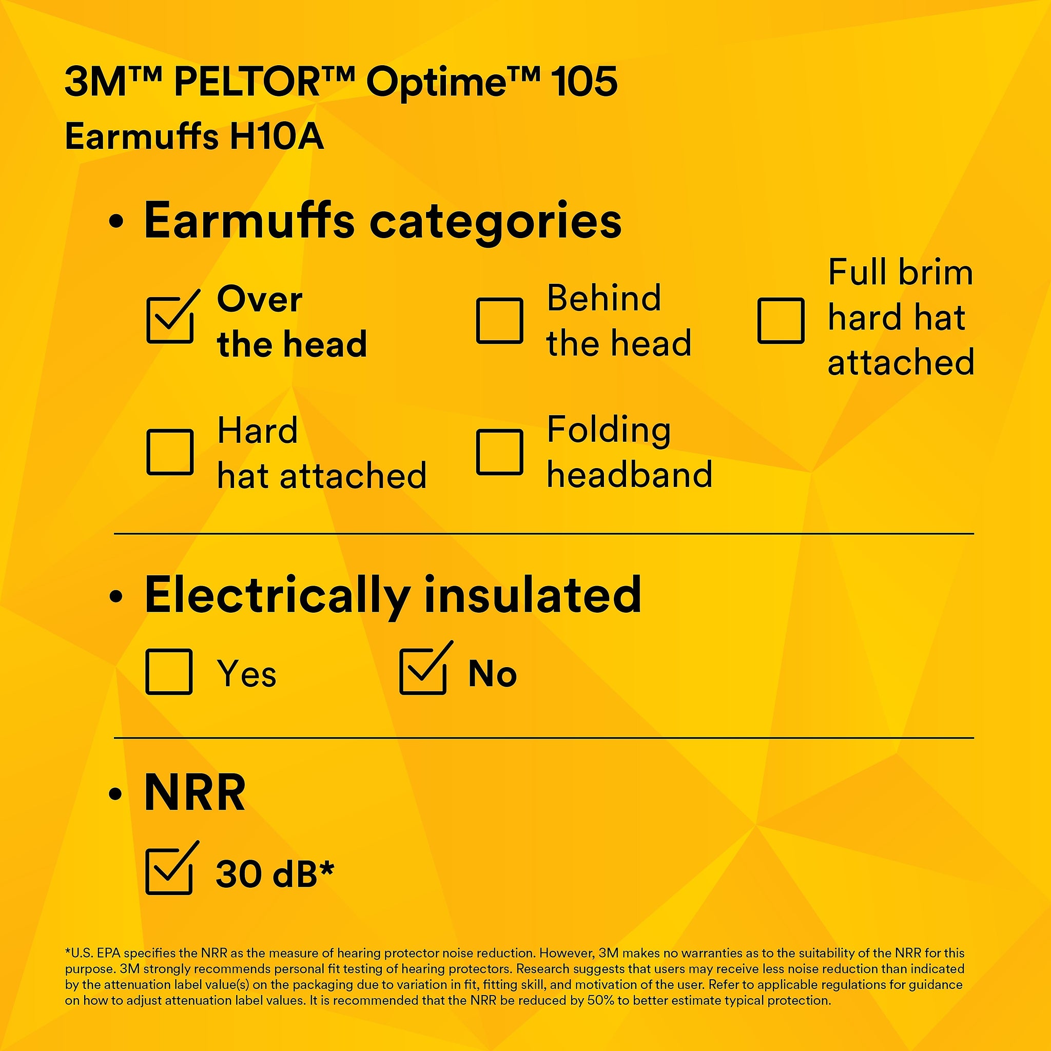3M PELTOR Optime 105 Over-the-Head Earmuffs