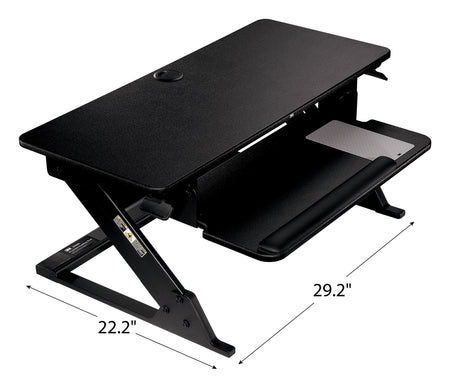 3M Precision Standing Desk 35"W Manual Adjustable Desk Riser with Gel Wrist Rest and Precise Mouse Pad, Black