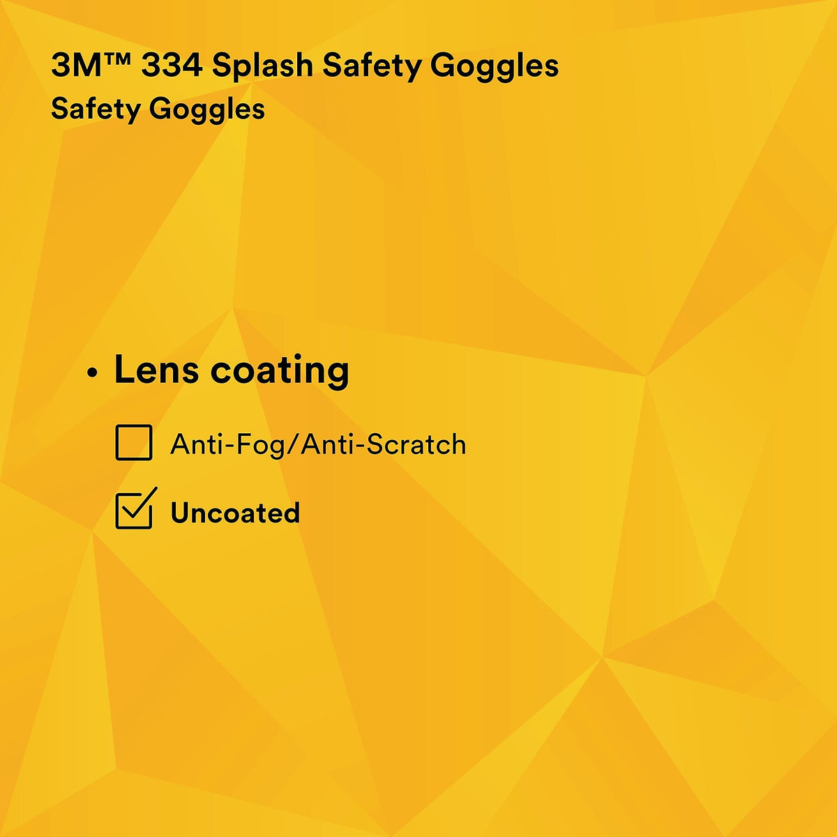 3M Safety Splash Goggle 334, Clear Lens