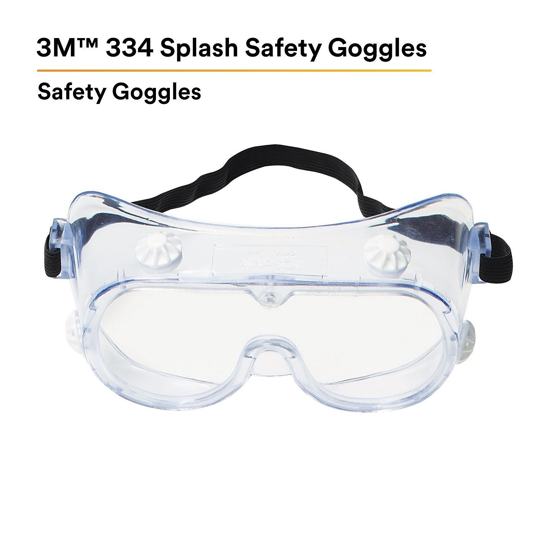 3M Safety Splash Goggle 334, Clear Lens