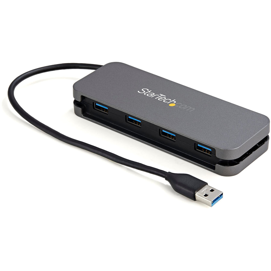 4 Port USB 3.0 Hub, 4x USB-A, 5Gbps Laptop/Desktop USB Type-A Hub, USB Bus Powered, 28cm Long Cable with Cable Management