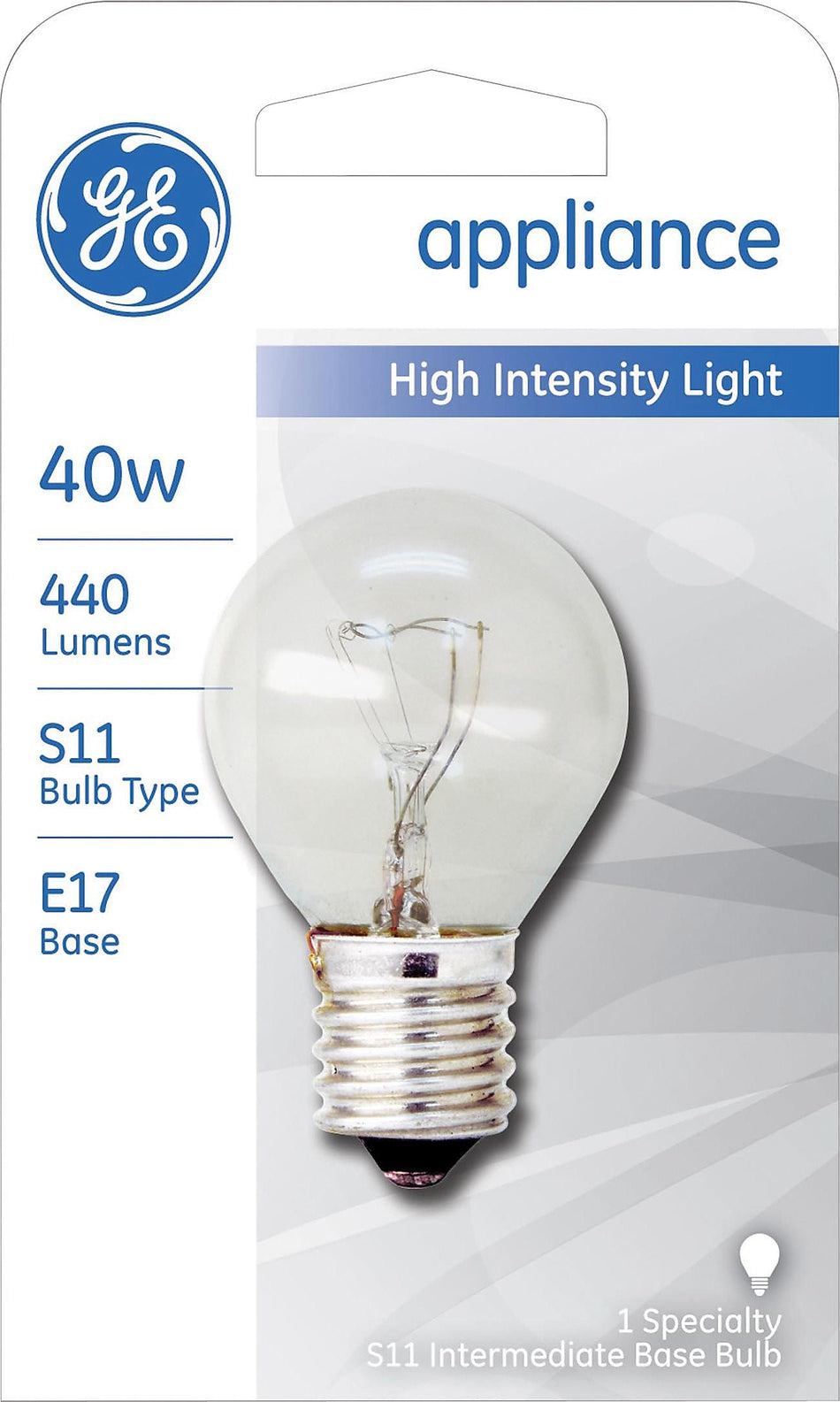 40 Watt GE S-11 High-Intensity Incandescent Bulb, Clear