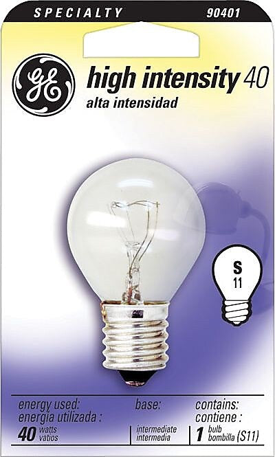 40 Watt GE S-11 High-Intensity Incandescent Bulb, Clear