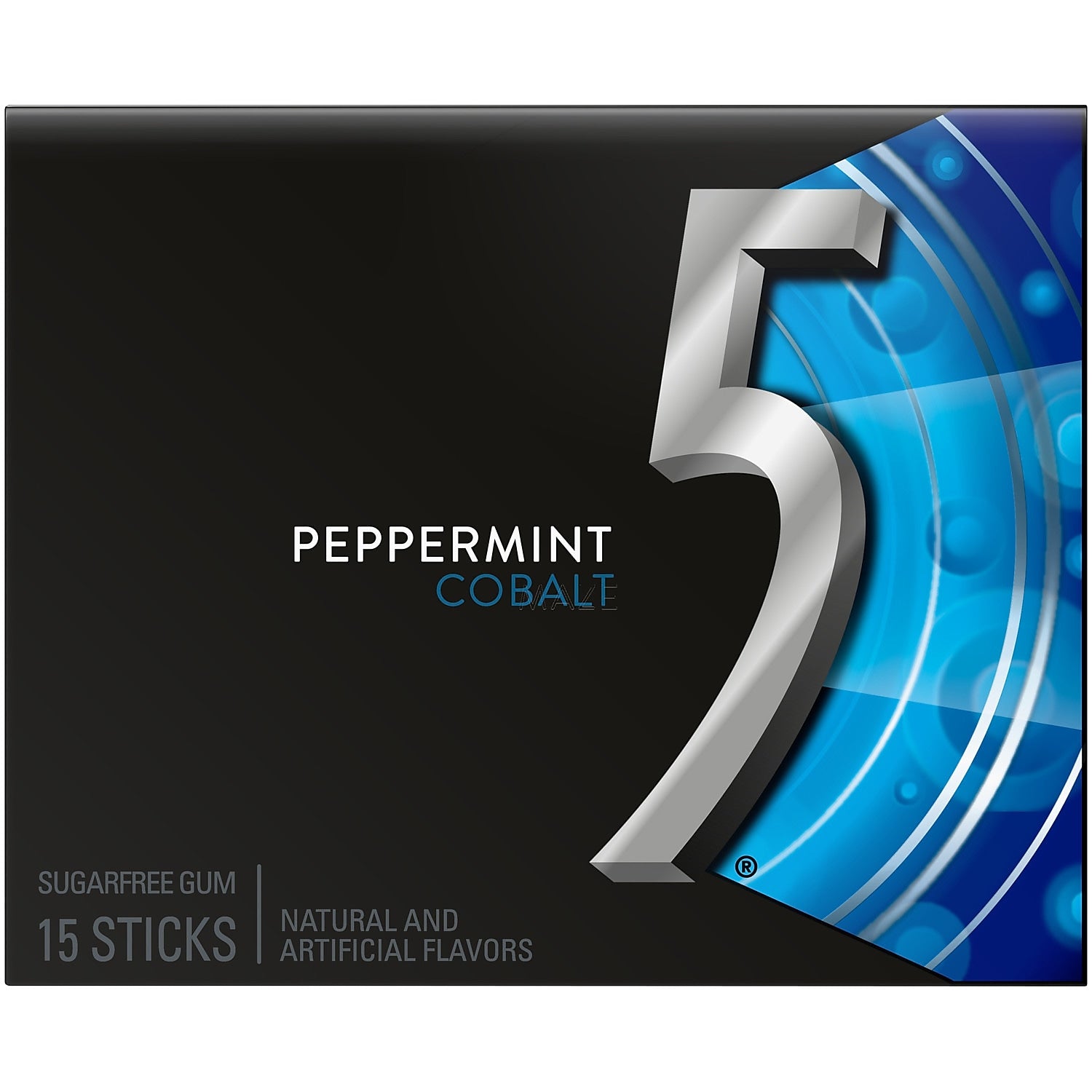 5 GUM Peppermint Cobalt Sugar Free Chewing Gum, 15 Sticks