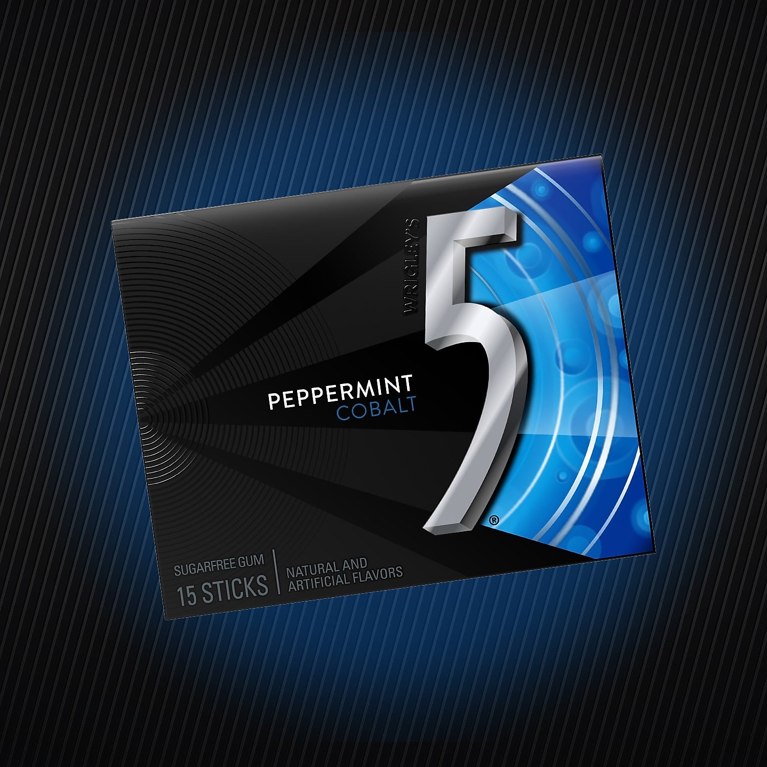 5 GUM Peppermint Cobalt Sugar Free Chewing Gum, 15 Sticks