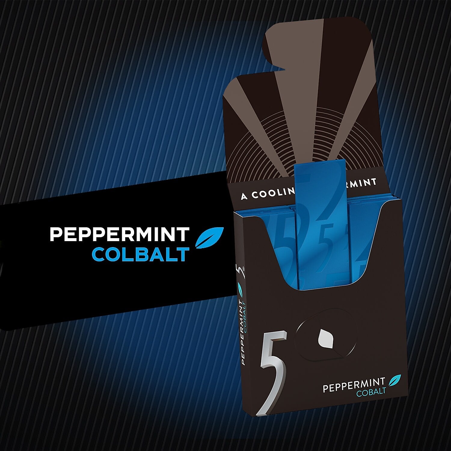 5 GUM Peppermint Cobalt Sugar Free Chewing Gum, 15 Sticks