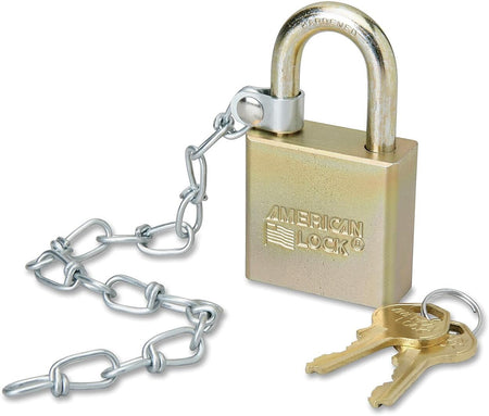 5340015881010 Padlock With Attached Chain, 1 3/4" Width, Steel