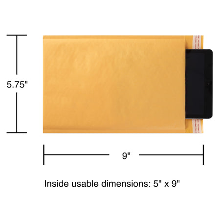 5.75" x 9" Self-Sealing Bubble Mailer, #00, 25/Carton