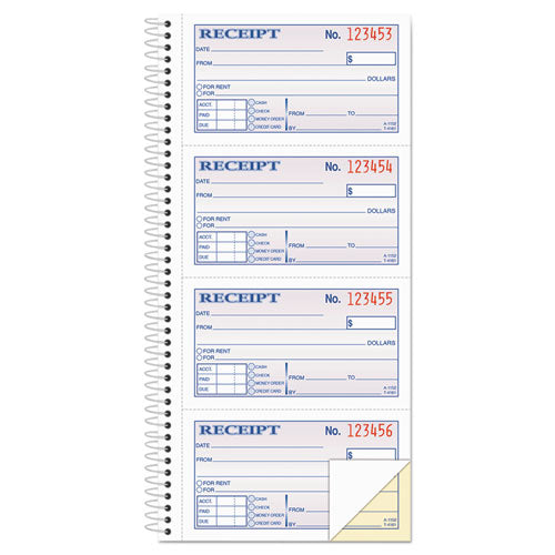 Multipart Money/rent Receipt Book, Two-part Carbonless, 4.75 X 2.75, 4 Forms/sheet, 200 Forms Total