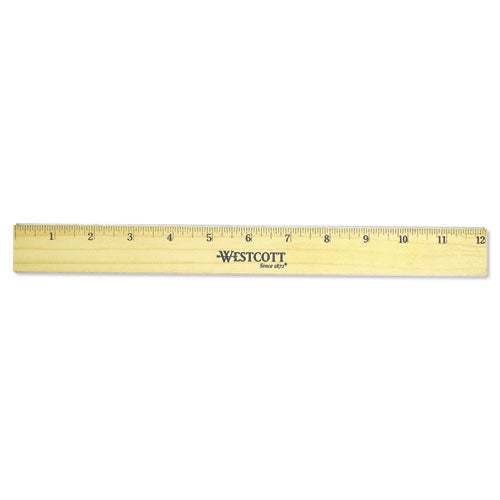 Flat Wood Ruler With Two Double Brass Edges, Standard/metric, 12