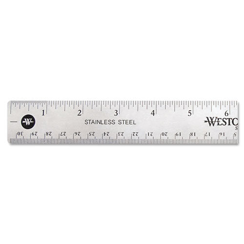 Stainless Steel Office Ruler With Non Slip Cork Base, Standard/metric, 12