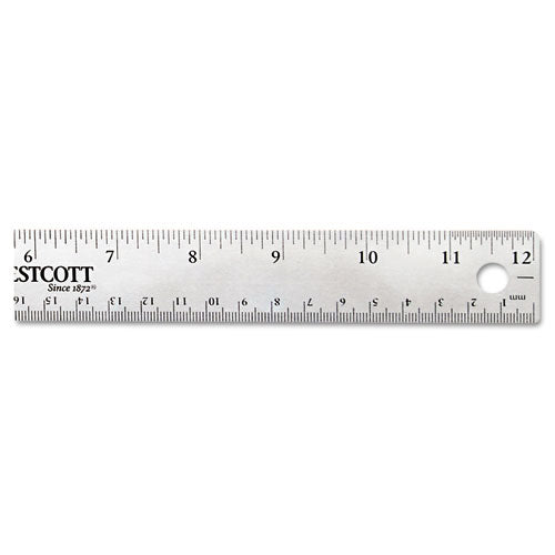 Stainless Steel Office Ruler With Non Slip Cork Base, Standard/metric, 12