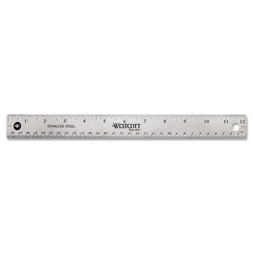 Stainless Steel Office Ruler With Non Slip Cork Base, Standard/metric, 12
