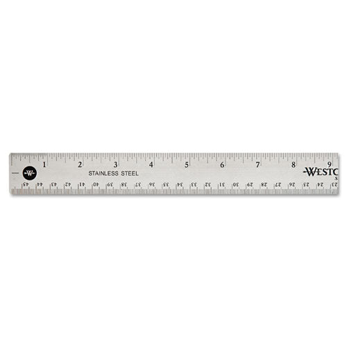 Stainless Steel Office Ruler With Non Slip Cork Base, Standard/metric, 18