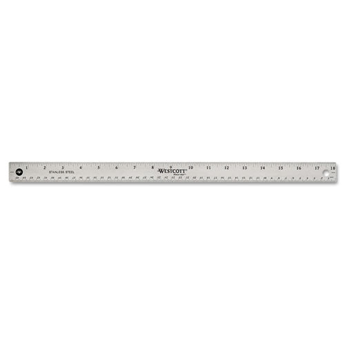 Stainless Steel Office Ruler With Non Slip Cork Base, Standard/metric, 18