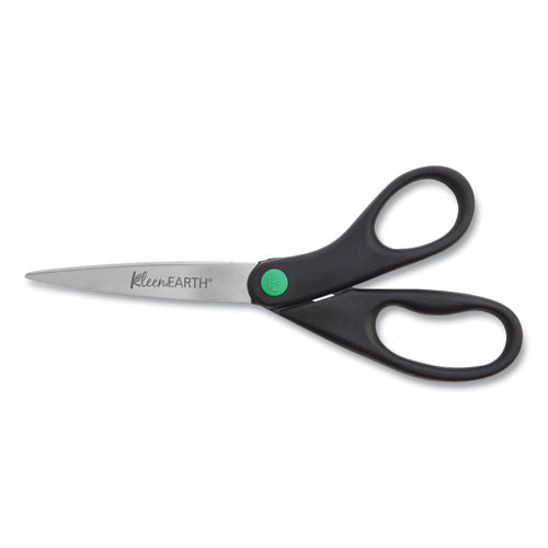 Kleenearth Scissors, 8" Long, 3.25" Cut Length, Straight Black Handle, 2/pack